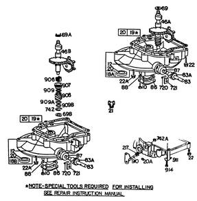 (2) Sump Base Assembles Diagram and Parts List for 94908-0015-XX  Briggs and Stratton Engine